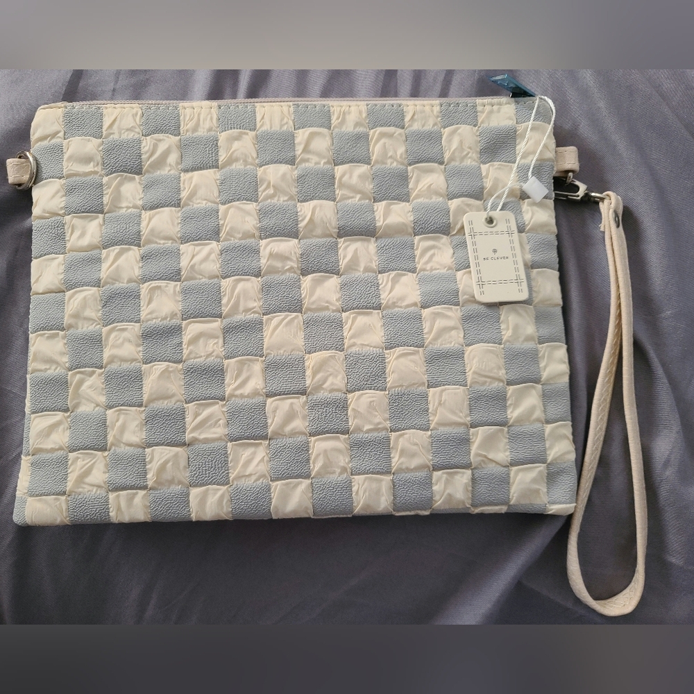NWT Gray/Cream Crossboddy/Larger Wristlet - 8" x 10"